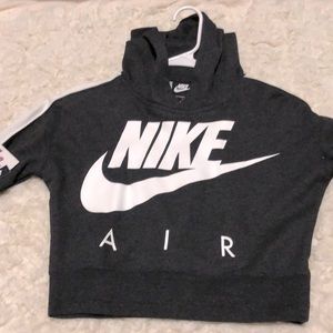 Girls Nike hooded dark grey cropped Hoody